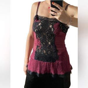 Marciano lace and silk tank top